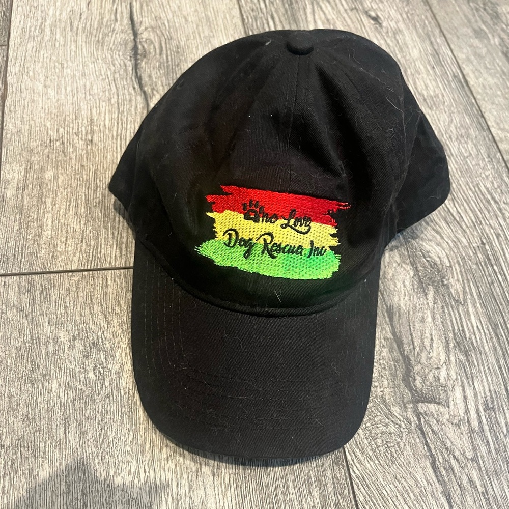Queensboro One Love Dog Rescue Inc‎ Black Hat Cap with Rasta Colors Unisex